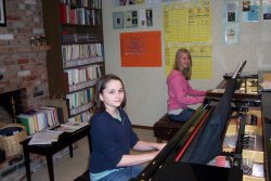 Studio with pianos and students