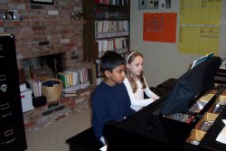 Studio with pianos and students