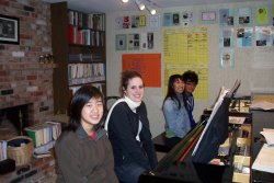 Studio with pianos and students